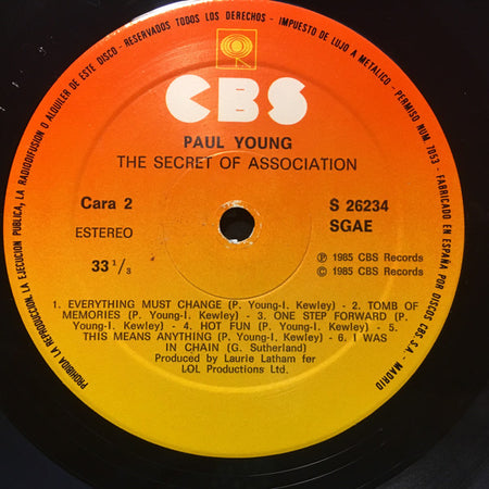 Paul Young : The Secret Of Association (LP, Album)