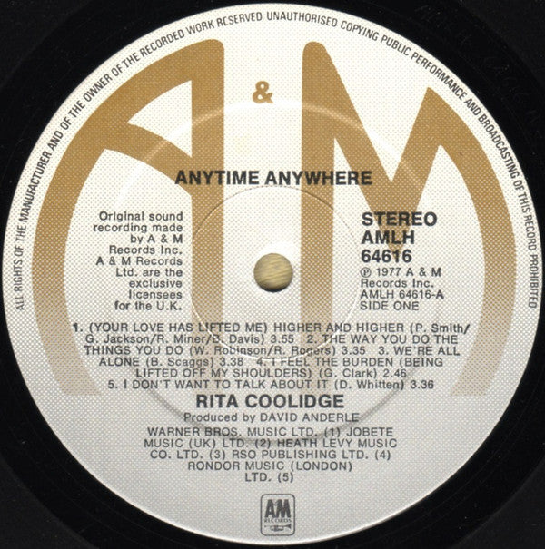 Rita Coolidge : Anytime... Anywhere (LP, Album)