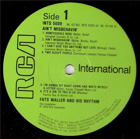 Fats Waller & His Rhythm : Ain't Misbe-havin' (LP, Comp, RE)
