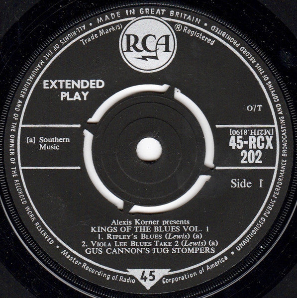 Cannon's Jug Stompers : Alexis Korner Presents Kings Of The Blues Vol. 1 (7", EP, Comp, Mono)