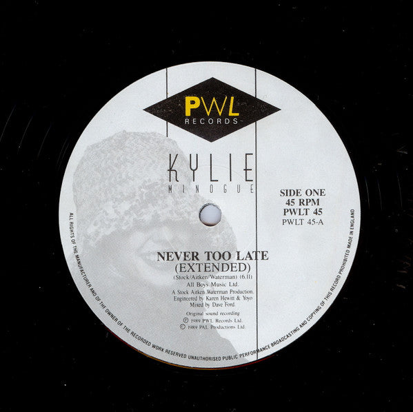 Kylie Minogue : Never Too Late (12", Single)