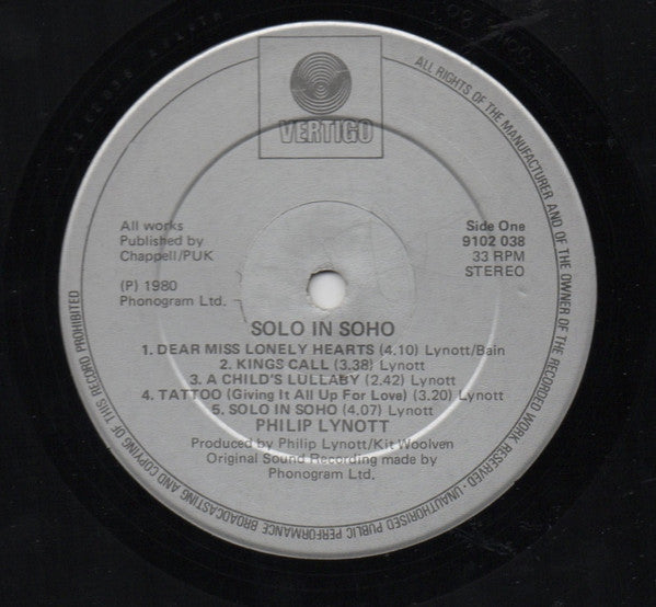 Phil Lynott : Solo In Soho (LP, Album)