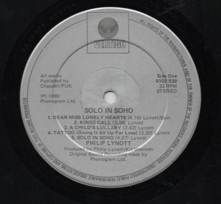 Phil Lynott : Solo In Soho (LP, Album)