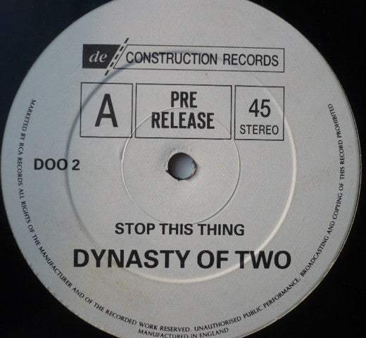 Dynasty Of Two : Stop This Thing (12", Promo)