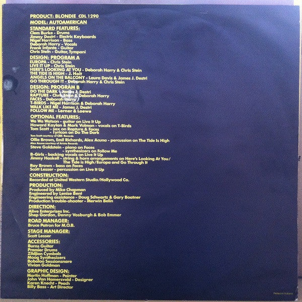 Blondie : Autoamerican (LP, Album)