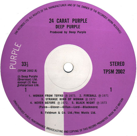 Deep Purple : 24 Carat Purple (LP, Comp)
