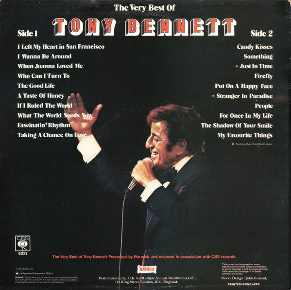 Tony Bennett : The Very Best Of Tony Bennett 20 Greatest Hits (LP, Comp)
