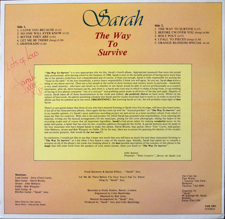 Sarah* : The Way To Survive (LP, Album, Pri)