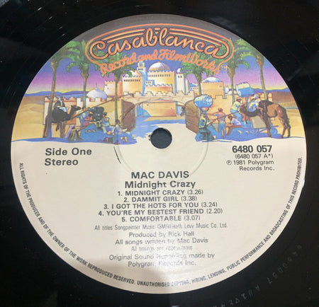 Mac Davis : Midnight Crazy (LP, Album)