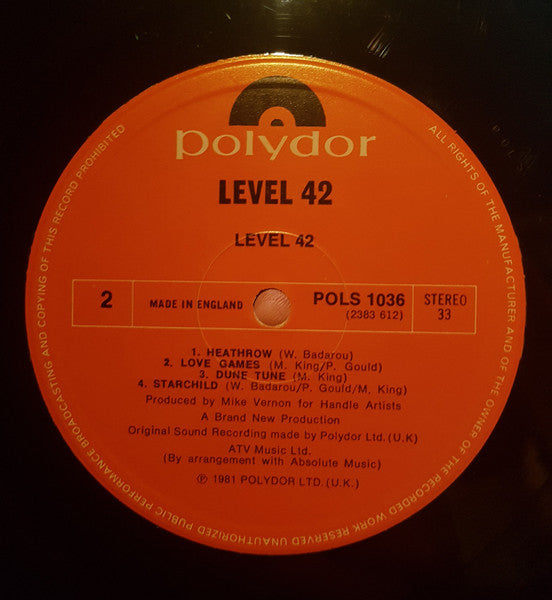 Level 42 : Level 42 (LP, Album)