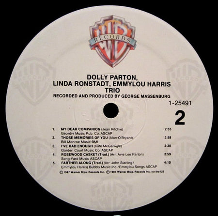 Dolly Parton, Linda Ronstadt, Emmylou Harris : Trio (LP, Album, Spe)