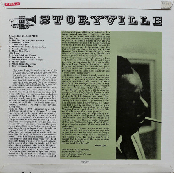 Champion Jack Dupree : Now Ladies And Gentlemen This Is Old Champion Jack Dupree At The Ivories Again Right Direct From New Orleans Louisiana Way Down In The Bottom And I Like To Do You Some Of Them Old Saturday Night Specials (LP, Album)