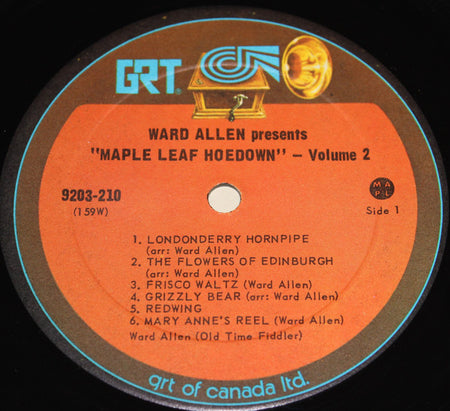 Ward Allen : Ward Allen Presents Maple Leaf Hoedown Volume II (LP, RE)