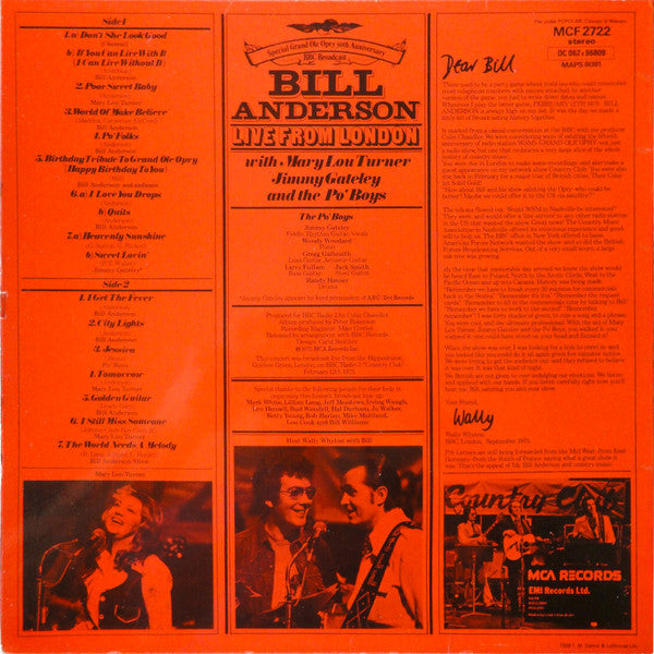 Bill Anderson (2) : Live From London (LP, Album)