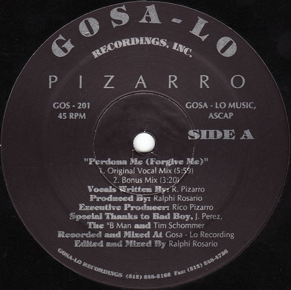 Pizarro : Perdona Me (Forgive Me) (12")