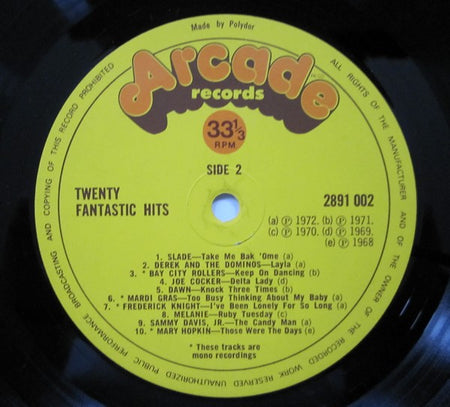 Various : 20 Fantastic Hits By The Original Artists Volume Two (LP, Comp, Mono, Ger)