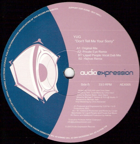 Yug : Don't Tell Me Your Sorry (12")