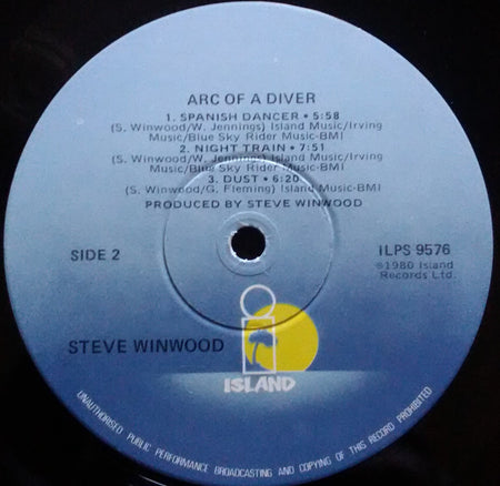 Steve Winwood : Arc Of A Diver (LP, Album, Win)