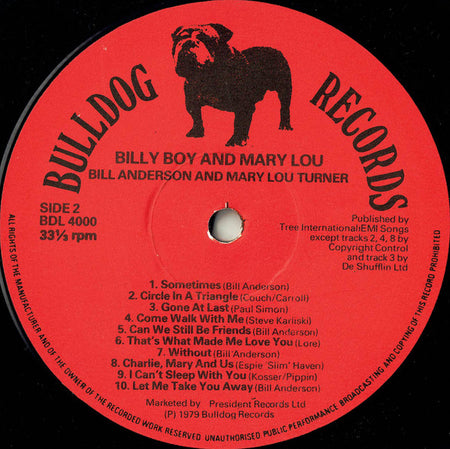 Bill Anderson (2) & Mary Lou Turner : Billy Boy & Mary Lou (LP, Comp)