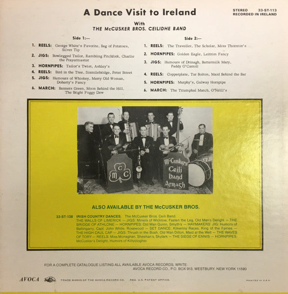 McCusker Brothers Ceili Band : A Dance Visit to Ireland (LP, Yel)