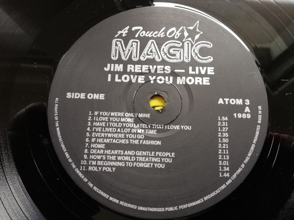 Jim Reeves : Jim Reeves – Live. I Love You More (LP, Album, Mono)