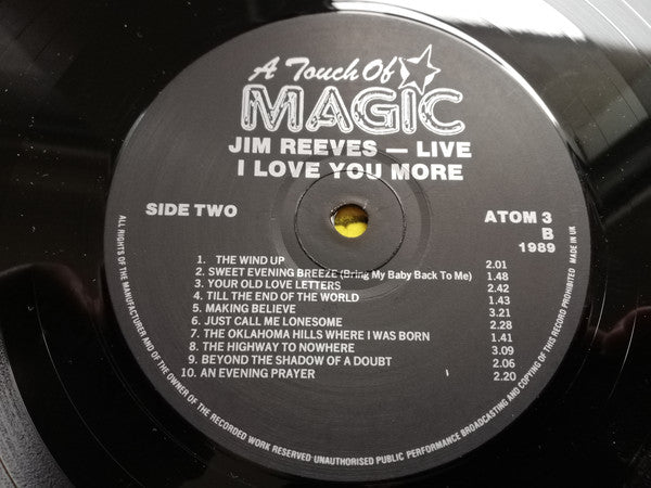 Jim Reeves : Jim Reeves – Live. I Love You More (LP, Album, Mono)
