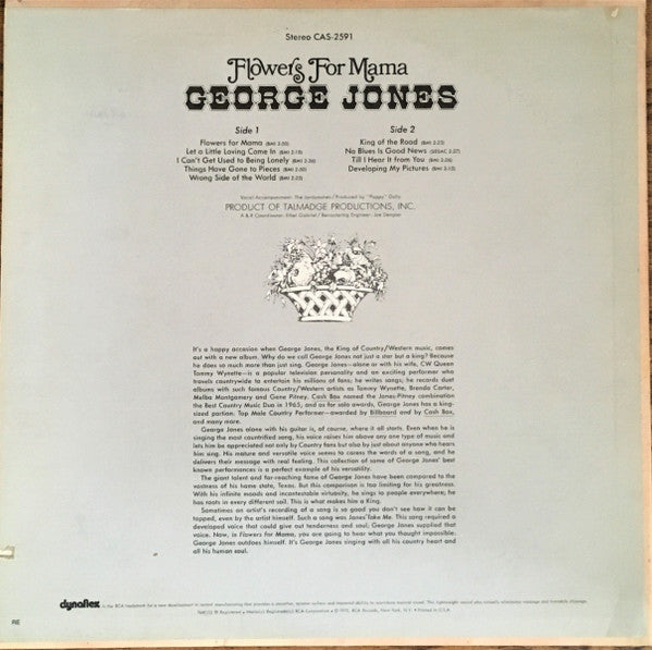 George Jones (2) : Flowers For Mama (LP, Comp, RM)