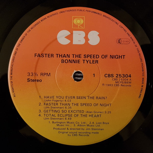 Bonnie Tyler : Faster Than The Speed Of Night (LP, Album)