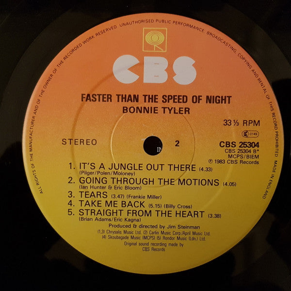 Bonnie Tyler : Faster Than The Speed Of Night (LP, Album)