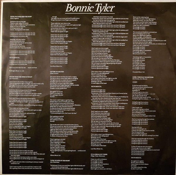 Bonnie Tyler : Faster Than The Speed Of Night (LP, Album)