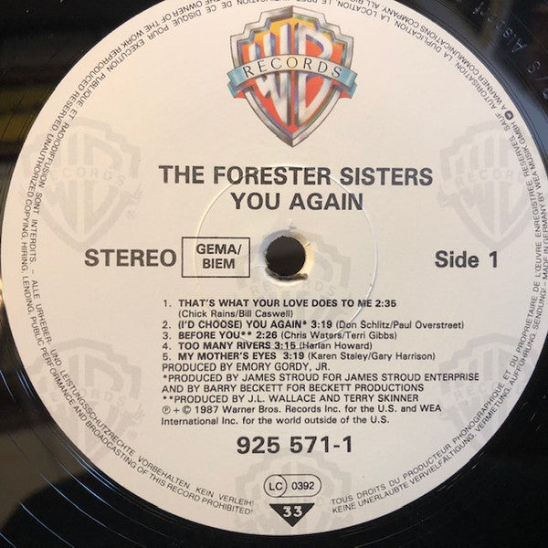 The Forester Sisters : You Again (LP)
