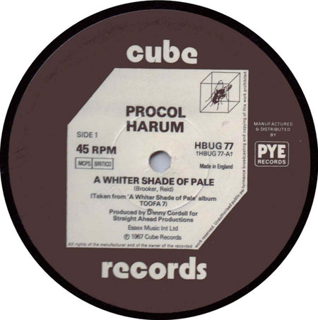Procol Harum : A Whiter Shade Of Pale c/w Conquistador (12", Single)