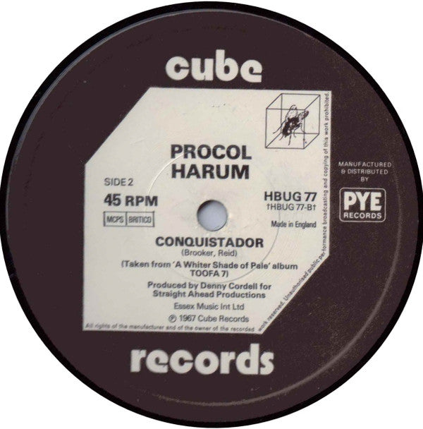 Procol Harum : A Whiter Shade Of Pale c/w Conquistador (12", Single)