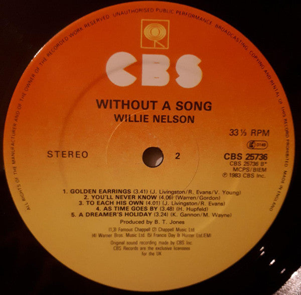 Willie Nelson : Without A Song (LP, Album)