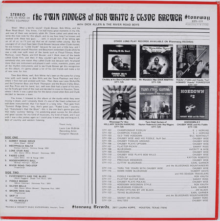 Bob White (6) & Clyde Brewer With Dick Allen (4) & The River Road Boys : The Twin Fiddles (LP, Album)
