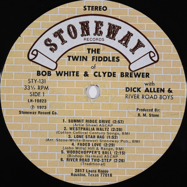 Bob White (6) & Clyde Brewer With Dick Allen (4) & The River Road Boys : The Twin Fiddles (LP, Album)