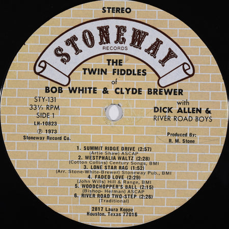 Bob White (6) & Clyde Brewer With Dick Allen (4) & The River Road Boys : The Twin Fiddles (LP, Album)