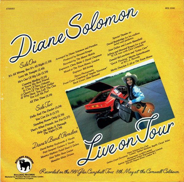Diane Solomon : Live On Tour (LP, Album, MPO)