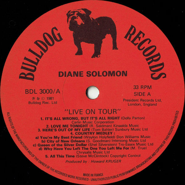Diane Solomon : Live On Tour (LP, Album, MPO)