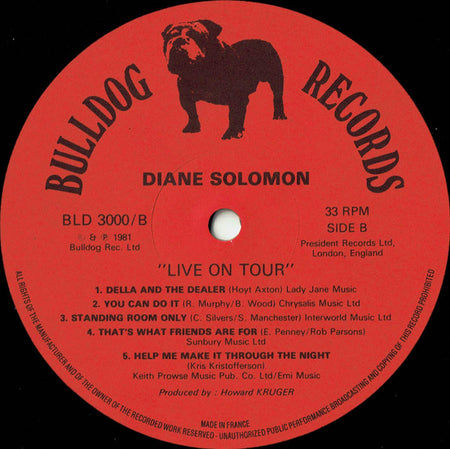 Diane Solomon : Live On Tour (LP, Album, MPO)