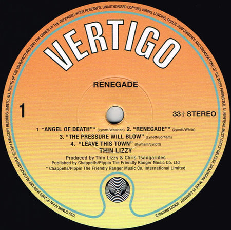 Thin Lizzy : Renegade (LP, Album, RE, 180)