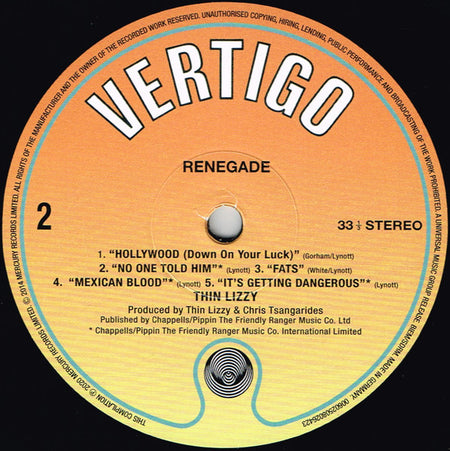 Thin Lizzy : Renegade (LP, Album, RE, 180)