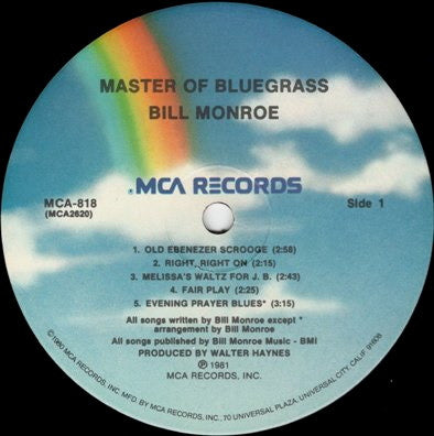 Bill Monroe : Master Of Bluegrass (LP, Album, RE)