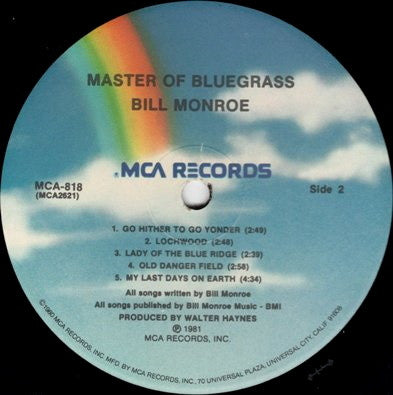 Bill Monroe : Master Of Bluegrass (LP, Album, RE)