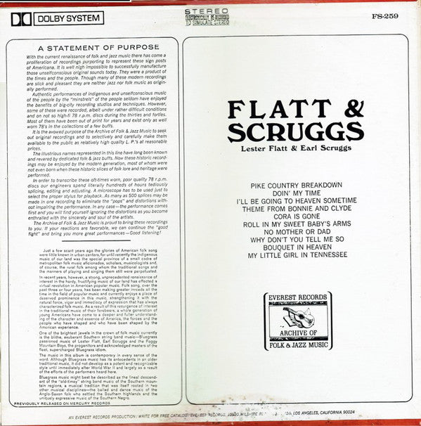 Flatt & Scruggs : Lester Flatt & Earl Scruggs (LP, RE)
