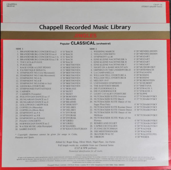 Johann Sebastian Bach, Georg Friedrich Händel, Wolfgang Amadeus Mozart : Jingles Vol. 2 Classical (LP, Mono)