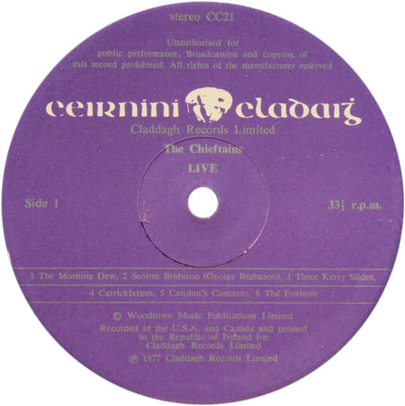 The Chieftains : Live! (LP, Album)