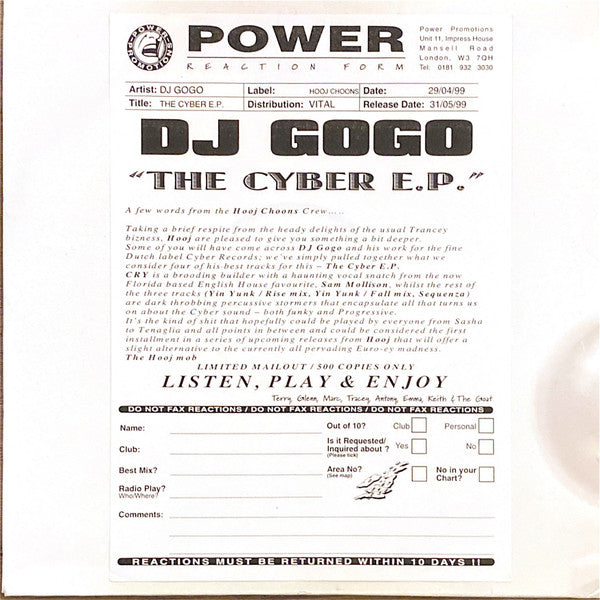 DJ Gogo : The Cyber E.P.  (2x12", EP, Promo)