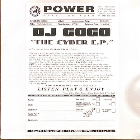 DJ Gogo : The Cyber E.P.  (2x12", EP, Promo)
