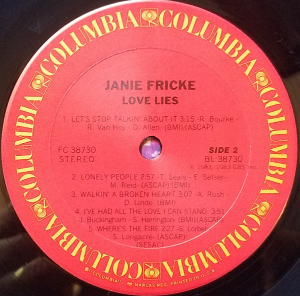 Janie Fricke : Love Lies (LP, Album, Car)